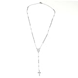 XUJLRL Collar de Sobre plata de ley con cuentas de rosario cruz y cadena para mujeres y hombres Joyería Religiosa Regalo
