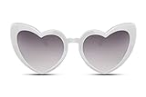 Cheapass Gafas de Sol Heart Shaped Fashion Shades Montura Blanco protección UV400 Mujer, Blanco