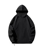 Men Hood Pullover Fashion Solid Color Sweatshirt Loose Stand-Up Collar Men Hoodies Spring Autumn Basic Jumper Casual Sport All-Match Men Long-Sleeved Pullover B-Black 3XL