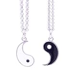 Colgante yin yang cadena de acero inoxidable ajustable - Collar con colgante ying yang 2 piezas para parejas amigas - Colgantes amuleto taichi - Bonito para lucir e ideal para regalar