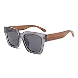 Coloseaya Gafas de sol mujeres y hombres Dark Wood Premium Polarized true Wood Bow uv400 gafas de sol (Marrón, gris, Medium
