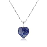 COAI Collar para Mujer de Plata de Ley 925 con Colgante Corazón de Lapislázuli Piedra Natural