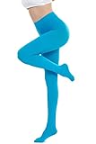 CozyWow Medias sem opacas en color liso para mujer 80D (Azul, M)