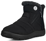 Botas de Nieve para Mujer Botines de Invierno Impermeable con Cremallera Forradas Calientes Boots Zapatos Outdoor Ultraligero Antideslizante,Negro 3,39 EU