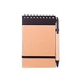 PROJECTS Cuaderno de rayas 'Basic' con bolígrafo y banda elástica negro - Cuaderno encuadernado en espiral de 70 páginas con papel FSC de 80 g/m² y bolígrafo