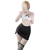 Temptshow Disfraz sexy de secretaria para mujer, cosplay, oficina, mujer, mini uniforme ajustado, falda sexy a la cadera (sexy)