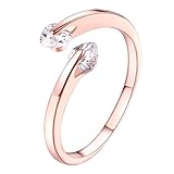 Anillo de amor de circonita doble para mujer, oro rosa/plata, anillo de boda, anillo de dragón, juego de anillos, oro rosa, talla única