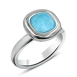 Anillo piedra azul turquesa mujer en plata. Este anillo Solien tiene un cristal tallado en acabado cerámico muy original, además de ser un modelo ajustable