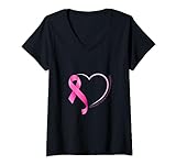 Camiseta de concienciación sobre el cáncer de mama con lazo rosa para luchar contra el cáncer Camiseta Cuello V