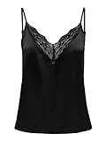 Only Onlvictoria SL Lace Mix Noos Wvn-Camiseta de Tirantes Top, Negro, XL para Mujer
