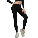 MILONT Pantalones de yoga para mujer, leggings de cintura alta, lisos, levantamiento de glúteos, pantalones atléticos, elásticos para correr, fitness, C4-negro, M