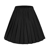Urban GoCo Mujeres Falda Tenis Plisada Cintura Elástica Uniforme Escolar Mini Faldas Negro S