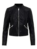 VERO MODA Vmkhloe Favo Faux Leather Jacket Noos Chaqueta, Negro (Black), 38 (Talla del Fabricante: Small) para Mujer