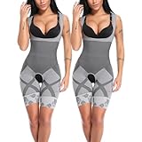 Mujer Bodies Moldeadores Reductora Body Shaper Invisible Shapewear Control de Abdomen Bodysuit Posparto (Color : Light gray, Size : 2PCS_X-LARGE)