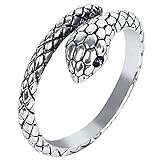 Bonitos anillos de serpiente góticos para hombres y mujeres, anillo de serpiente enrollado, joyería, anillo abierto ajustable único, hecho de acero inoxidable