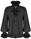 Devil Fashion Camisa gótica para hombre Top & Encaje Jabot Cravat Negro Steampunk Victorian Regency Aristocrat Vampire Vintage SHT4101, Negro, 3XL