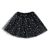 MUNDDY® - Tutu Elastico Tul 3 Capas 28 CM de Longitud para niña Bebe Distintas Colores con Estrella Falda Disfraz Ballet (Negro con Estrella)