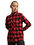Urban Classics Damen Ladies Turnup Checked Flanell Shirt Hemd, Mehrfarbig (negro / rojo 44), XS