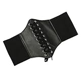 JinYu Corsé de cintura elástica con cordones para mujer, color negro, 1 paquete, Negro -, M