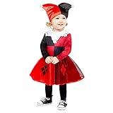 amscan 9907673 Disfraz oficial de Warner Bros con licencia de cómic Harley Quinn para niños pequeños (12-18 meses), rojo