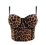Montecarduo Corsé De Mujer - Summer Leopard Print Sexy Top/For Nightclub Female Crop Top Sleeveless Top Women Camis Tops with Built In Bra Push Bustier Streetwear,Style A,40