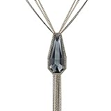 Mecool Collar de cadena larga para mujer elegante con colgante con cristales creados, Metal, Crystal