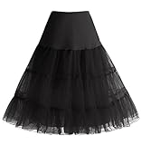 HomRain 1950 - Enagua clásica retro para vestido Rockabilly, falda de dama para fiestas negro S