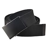 KEYNAT Cinturón de Lona para Hombres, Hebilla de Metal Plegable Invisible Militar, Cinturón casual clásico, Unisex Ajustable 115cm