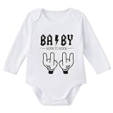 SUPERMOLON Body bebé Manga Larga Baby Born to Rock Blanco algodón para bebé 3-6 Meses