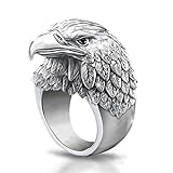 Anillo vintage Hawk Eagle para hombre, con cabeza de águila vikinga, Estados Unidos Flying American Bald Eagle anillo amuleto águila gótica, regalo joyería águila animal punk, no., no.,