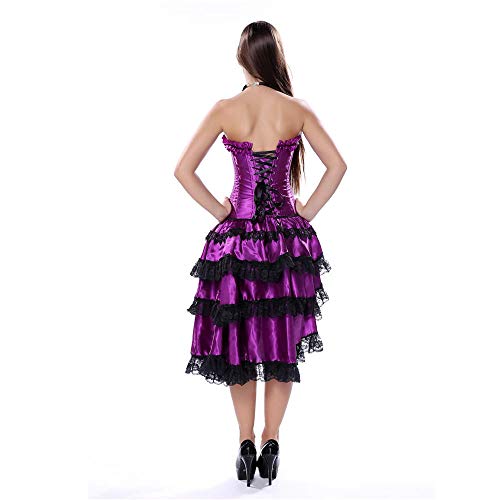 Juegos Eróticos Corset Sexy Dancer Dress Lencería Showgirl Top con Falda Colocada-Segundo_5XL
