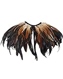 keland Cuello de plumas Capas de plumas con cuello de plumas reales para mujeres disfraces (Negro)