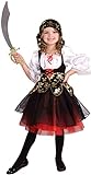 Disfraz de Pirata de Piezas para niñas - Disfraz de Pirata - Black, White, Red - Talla (3-5 Años)