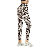 DDOBB Leggins Mujer Pantalon Deporte Mallas Push Up Leggings Elásticos Reducir Vientre Fitness de Cintura Alta para Running Yoga(Leopardo,S-M)