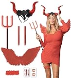 8pcs Devil - Disfraces de Halloween para mujeres - Adultos y adolescentes, talla única para todos - 2023 Trending Fancy Dress - Marca basada en el Reino Unido