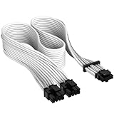 Corsair Premium PCIe 5.0 de 600 W/Cable PSU Gen 5 12VHPWR – Apto para PCU Type-4 Mediante Conector PCIe Doble de 8 Patillas - Conector de 12+4 Patillas - Fundas Paracord con Malla – Blanco