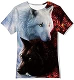 Goodstoworld Camisetas Niña Manga Corta Adolescentes T Shirts Niño Impresión 3D Camisetas Tees Lobo tee Tops 13-14 Años