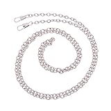 Beadthoven 10 piezas con cadena de Correa 120cm cadena de cable plano de hierro para reemplazar la hebilla metálica de la correa del bolso para el embrague de la billetera de hombro cruzado, platino