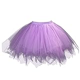 FEOYA Falda Plisada Corta de Tul Princesas Danza Ballet Tutú Tutu Skirt para Mujer, Color Púrpura