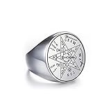 Dreamtimes Vintage Tetragrammaton Viking Rings Wahyeh Magical Beato Pentagrama de Salomón Amuleto Anillo Punk de Acero Inoxidable