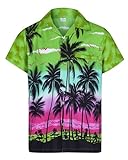 Redstar Fancy Dress - Camisa Hawaiana de Manga Corta - para Hombre - Palmeras - Todas Las Tallas - Verde - L
