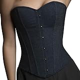 ANGELYK corsets habillés - Hermoso Corsé Vestido GIRLY Jean Ballenas Azules Acero Espiral Calidad +++ - ES 46/48 (3-4XL)