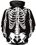 Ocean Plus Hombre 3D Sudaderas Suéter de Lobo Colorido Sudadera con Capucha Cráneo (L/XL (Cofre: 114-134CM), Esqueleto)