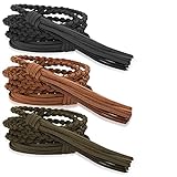 3 Piezas Cinturón Trenzado para Mujer Cinturón con Flecos Finos Color Sólido Cadena de Cintura Ajustable Falda Cuerda Vestido Jeans Accesorios (negro, marrón, verde oscuro)