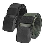 Vin-Sping Cinturón Táctico Militar Ajustable Cintura Hombres Lona Nylon Hebilla Plástica (negro)
